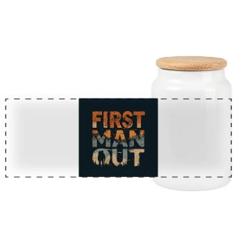 First Man Out Mountain Escape - Panoramic Cookie Jar with Wooden Lid - white - Front
