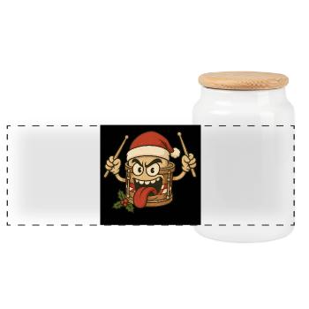 Tambour de Noël avec une tête espiègle - Boîte à biscuits avec couvercle en bois - blanc - Devant