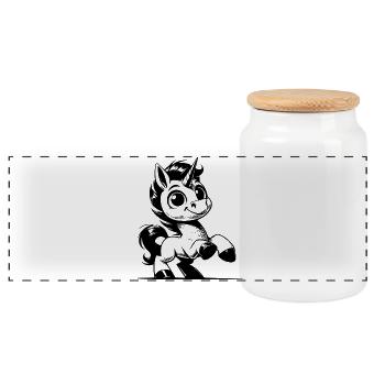 Petit bébé licorne câlin charmant - Boîte à biscuits avec couvercle en bois - blanc - Devant