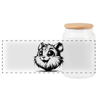 Lustiges Hamsterlächeln Nager voller Lebensfreude - Panorama Keksdose mit Holzdeckel - Weiß - Vorne