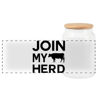 Bauer Design Join My Herd  - Panorama Keksdose mit Holzdeckel - Weiß - Vorne