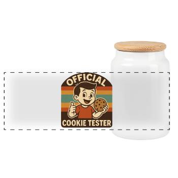Offizieller Keks Tester Retro Badge Weihnachten - Panorama Keksdose mit Holzdeckel - Weiß - Vorne