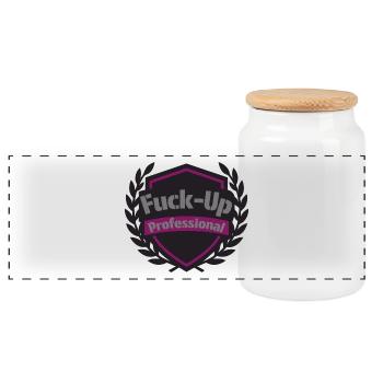 Fuck-Up Professional - Panoramic Cookie Jar with Wooden Lid - white - Front