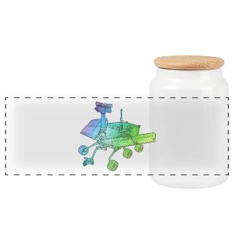 Aventure spatiale sur le rover martienne sur la planète rouge - Boîte à biscuits avec couvercle en bois - blanc - Devant