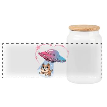 Love of Dogs Space Universe Science Fiction - Panoramic Cookie Jar with Wooden Lid - white - Front