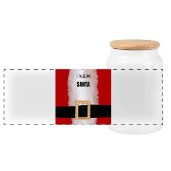 Team Santa Belt Motif - Panoramic Cookie Jar with Wooden Lid - white - Front