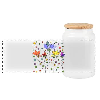 Fleur - Boîte à biscuits avec couvercle en bois - blanc - Devant