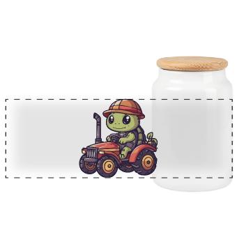 Éleveur de tracteurs tortues - Boîte à biscuits avec couvercle en bois - blanc - Devant