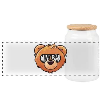 Bear Child - Panoramic Cookie Jar with Wooden Lid - white - Front