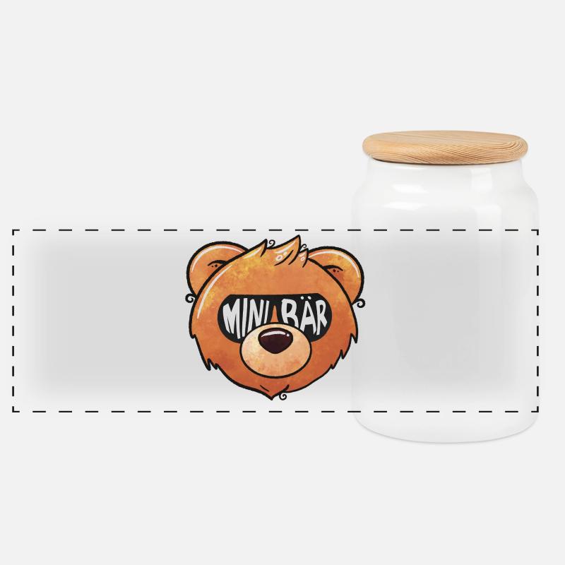 Bear Child - Panoramic Cookie Jar with Wooden Lid - white