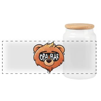 Grand-père Ours - Boîte à biscuits avec couvercle en bois - blanc - Devant