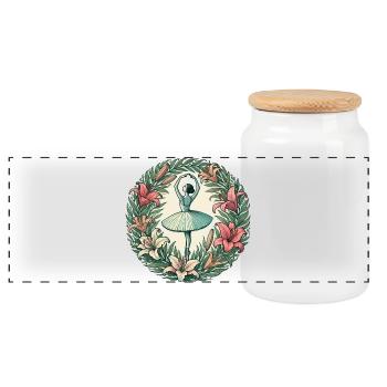 Floral Circle Ballerina-Tanz - Panorama Keksdose mit Holzdeckel - Weiß - Vorne