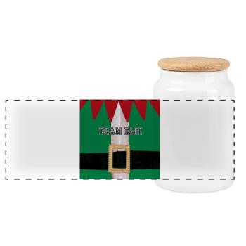 Team Elfi Costume Belt Look - Panoramic Cookie Jar with Wooden Lid - white - Front
