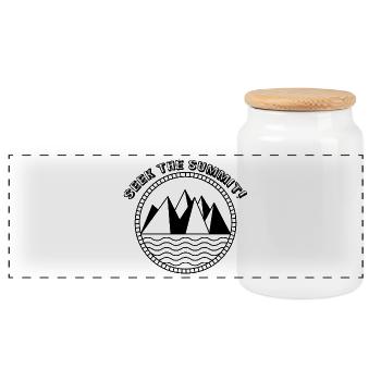 Seek_the_summit - Panoramic Cookie Jar with Wooden Lid - white - Front
