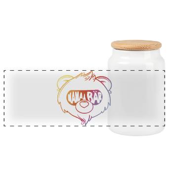 Mama Bear - Panoramic Cookie Jar with Wooden Lid - white - Front