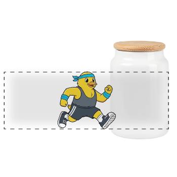 Marathon de canards animés Jogging Sport sportif - Boîte à biscuits avec couvercle en bois - blanc - Devant