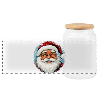 Vintage Weihnachtsmann - Panorama Keksdose mit Holzdeckel - Weiß - Vorne