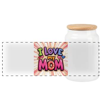 Ich liebe meine Mama - Panorama Keksdose mit Holzdeckel - Weiß - Vorne