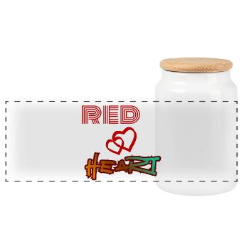 Cœur rouge, cœur de graffiti - Boîte à biscuits avec couvercle en bois - blanc - Devant