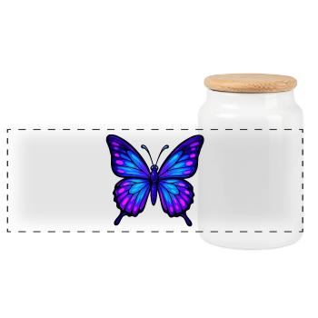 Night Wing Butterfly - Panoramic Cookie Jar with Wooden Lid - white - Front
