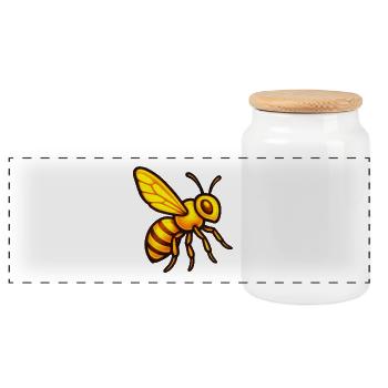 Glowing honey bees - Panoramic Cookie Jar with Wooden Lid - white - Front