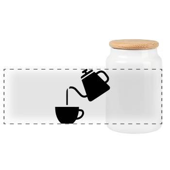 Pour Over Coffee Pot Minimalist - Panoramic Cookie Jar with Wooden Lid - white - Front