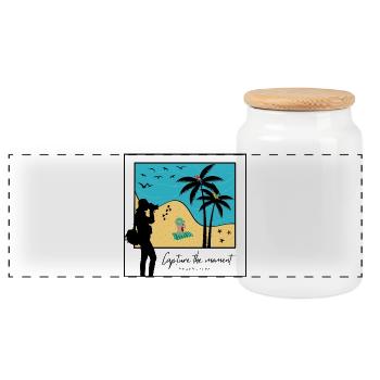 Fange den Moment ein, Strandliebhaber - Panorama Keksdose mit Holzdeckel - Weiß - Vorne
