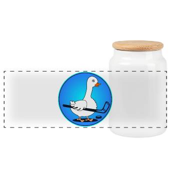Hockey des Oies - Boîte à biscuits avec couvercle en bois - blanc - Devant