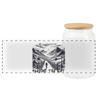 feeding the rat - auf zu neuen Abenteuern - Panorama Keksdose mit Holzdeckel - Weiß - Vorne