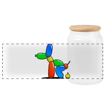 Balloon Dog - Panoramic Cookie Jar with Wooden Lid - white - Front