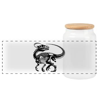 Being a dinosaur was no walk in the park - Panoramic Cookie Jar with Wooden Lid - white - Front