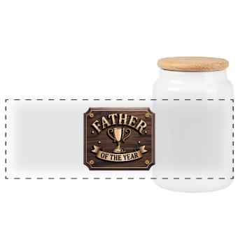 Père de l’année - T-shirt papa drôle - Boîte à biscuits avec couvercle en bois - blanc - Devant