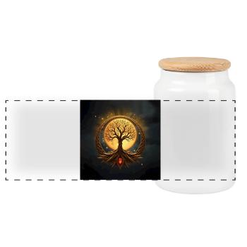 Arbre de la Lune du Cercle d’Or - Boîte à biscuits avec couvercle en bois - blanc - Devant