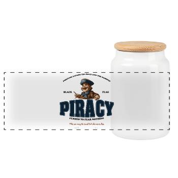 Piratage Drôle - Boîte à biscuits avec couvercle en bois - blanc - Devant