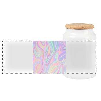 Iridescent Abstract Liquid Pastel Pattern - Panoramic Cookie Jar with Wooden Lid - white - Front
