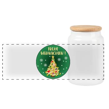 JOYEUX NOËL FRITES SAPIN DE NOËL - Boîte à biscuits avec couvercle en bois - blanc - Devant