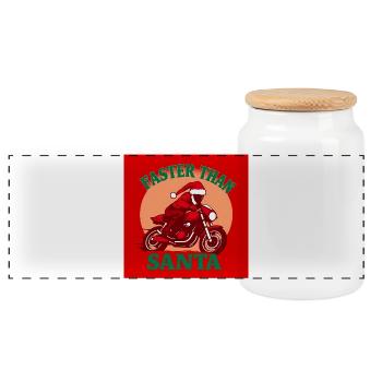 Faster than Santa - Panorama Keksdose mit Holzdeckel - Weiß - Vorne