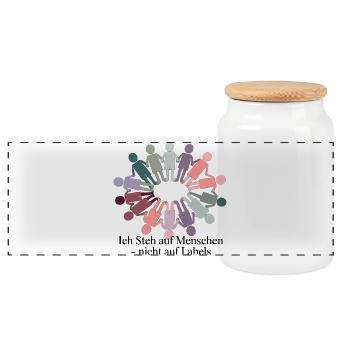 I like people - not labels - Panoramic Cookie Jar with Wooden Lid - white - Front