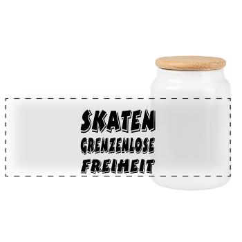 Skating - Panoramic Cookie Jar with Wooden Lid - white - Front