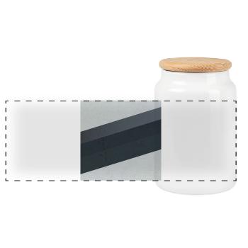 Scandi Geometric Art Grau Sand - Panorama Keksdose mit Holzdeckel - Weiß - Vorne