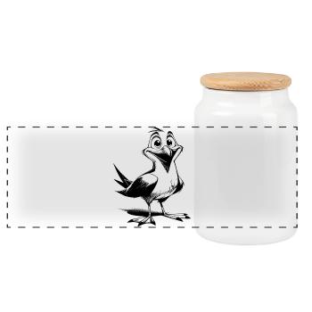 Mouettes drôles oiseau côtier aux grands yeux - Boîte à biscuits avec couvercle en bois - blanc - Devant