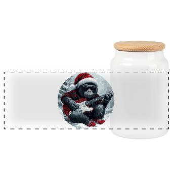 Gorilla Guitare de Noël - Boîte à biscuits avec couvercle en bois - blanc - Devant