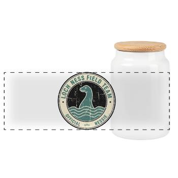 Loch Ness Field Team Funny Cryptid Loch Ness - Panoramic Cookie Jar with Wooden Lid - white - Front