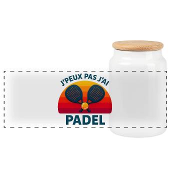 J'peux pas jai padel coucher de soleil - Boîte à biscuits avec couvercle en bois - blanc - Devant