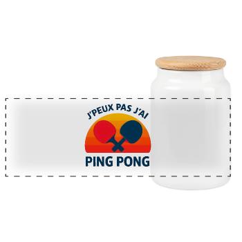 Ping Pong au Soleil Couchant - Boîte à biscuits avec couvercle en bois - blanc - Devant