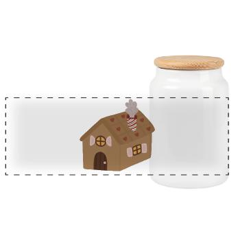 Ginger Heart Cottage - Panoramic Cookie Jar with Wooden Lid - white - Front