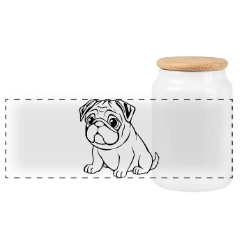 Mops schwarz Hunde T-shirt Geschenk Weihnachten - Panorama Keksdose mit Holzdeckel - Weiß - Vorne