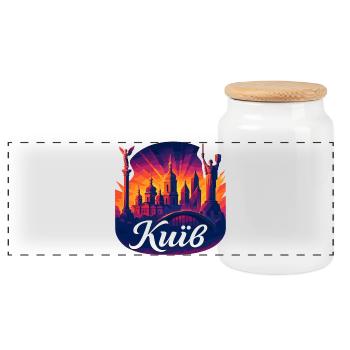 Kyiv Kyiv Capital Ukraine Gift - Panoramic Cookie Jar with Wooden Lid - white - Front