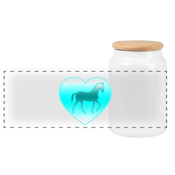 Chevaux - Boîte à biscuits avec couvercle en bois - blanc - Devant