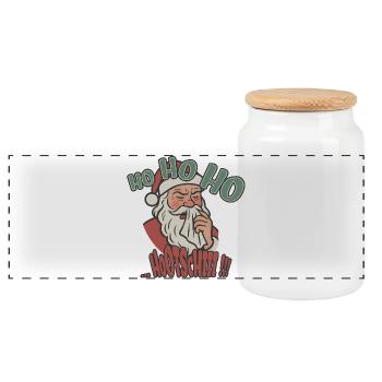 Hohoho Santa - Cold Winter trendy Weihnachtsmotiv  - Panorama Keksdose mit Holzdeckel - Weiß - Vorne